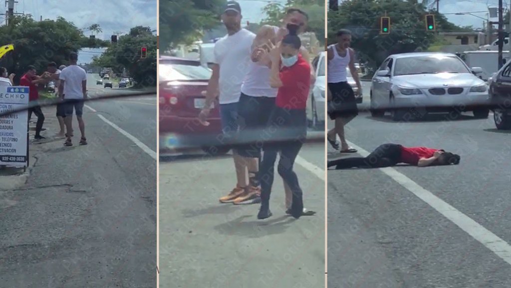  En video: Pelea entre dos hombres en Aguadilla deja una mujer &ldquo;Noqueada&rdquo; en medio de la carretera 