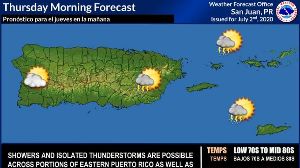  Resumen del estado del tiempo para Puerto Rico del jueves, 2 de julio de 2020 