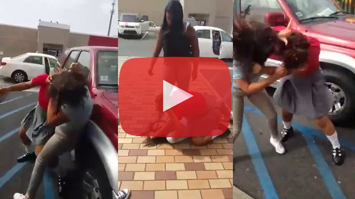 Video en las redes: Dos niÃ±as estudiantes pelean en estacionamiento de "Fast Food" de PR