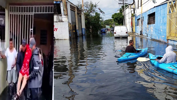 Video: Momento que policÃ­as rescatan envejecientes de inundaciones en Barrio Obrero 