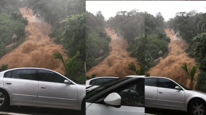 Video: Impresionante golpe de agua en Morovis