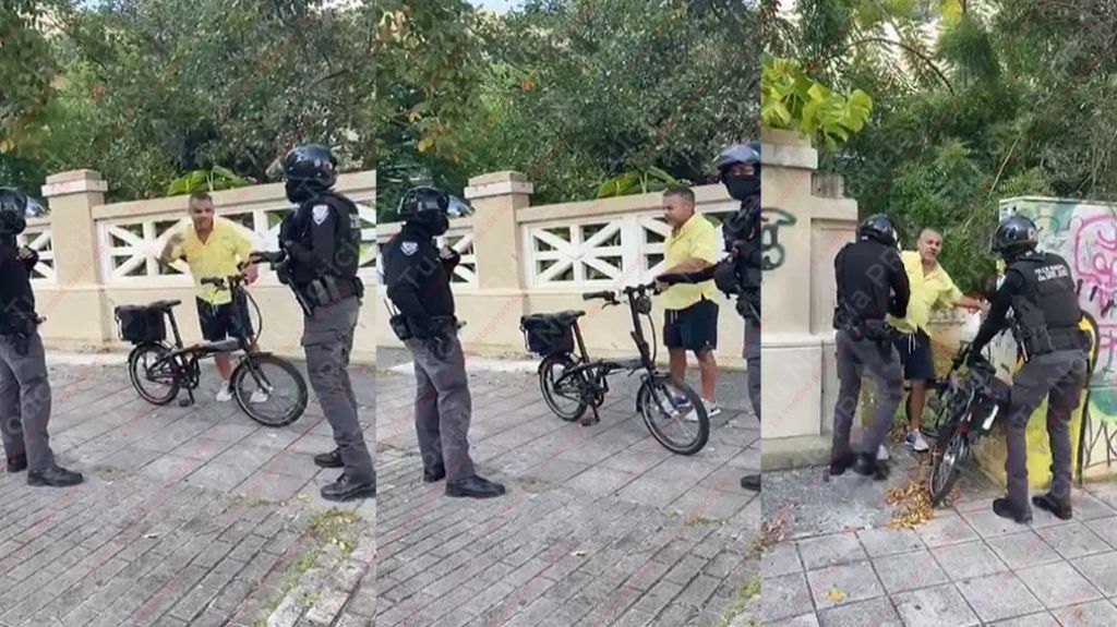  Captan el video el arresto de un hombre que corr&iacute;a bicicleta en Santurce y que alegaba &ldquo;No hab&iacute;a Toque de Queda&rdquo; 