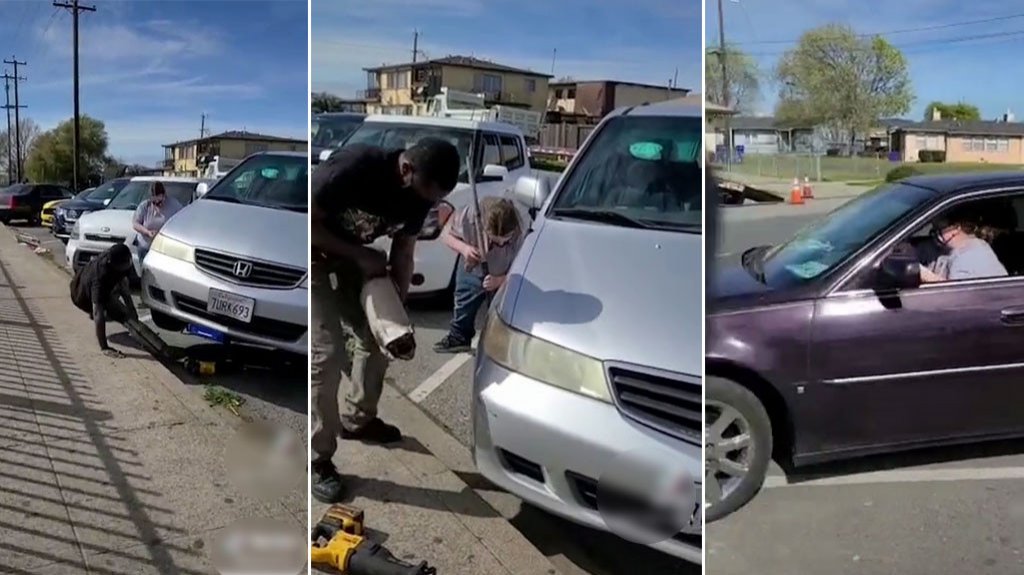  Video del momento en que mujer en California encuentra “cacos” robando su catalítico 