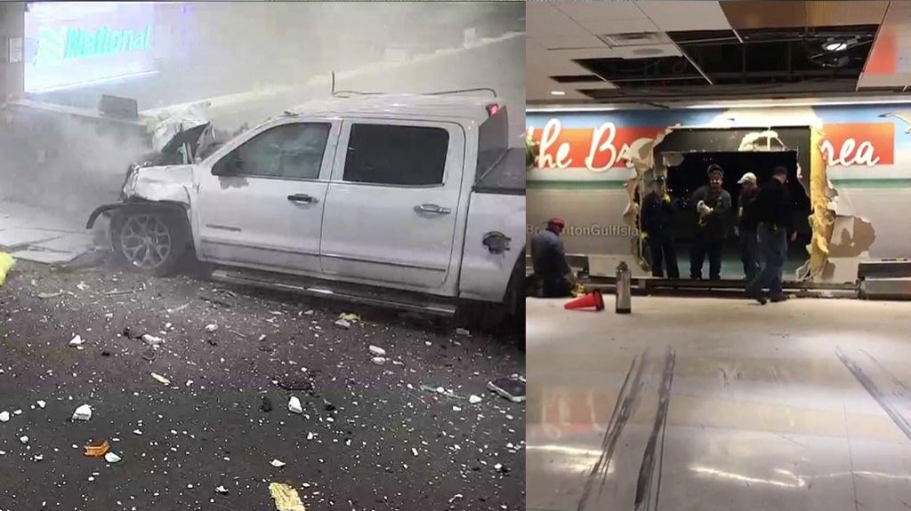  Video: Camioneta a alta velocidad penetra dentro de aeropuerto en Florida y termina impactando mostrador de alquiler de autos 