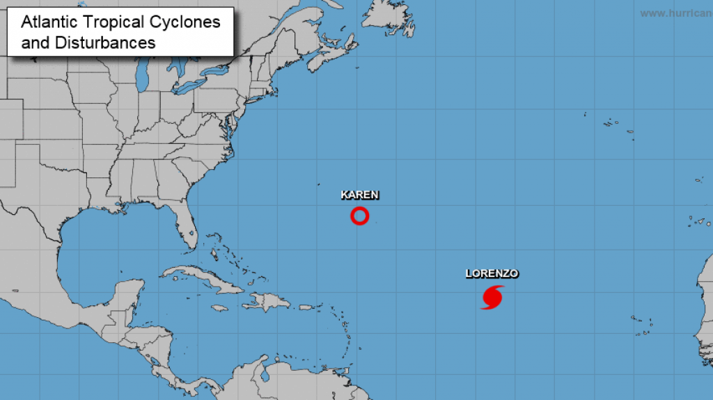  Karen se debilta, mientras el poderoso Lorenzo contin&uacute;a sobre el Atl&aacute;ntico 