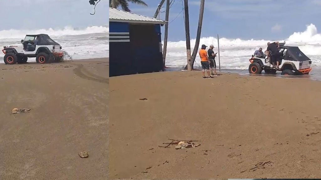  Video Entró con su Jeep a una playa en Camuy, pero no le fue bien 