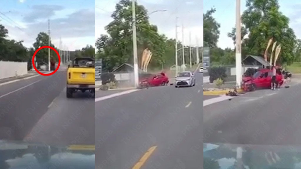  Captan en video momento en que conductor impacta poste de la AEE en Juana Diaz 
