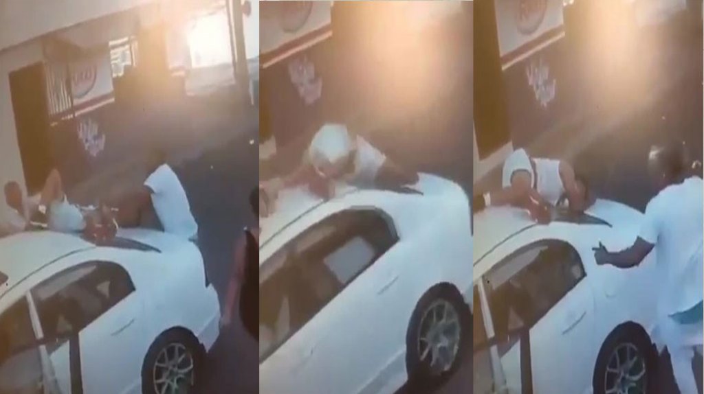 Captado en video momento en que conductor de motora en Republica Dominicana choca con un auto 