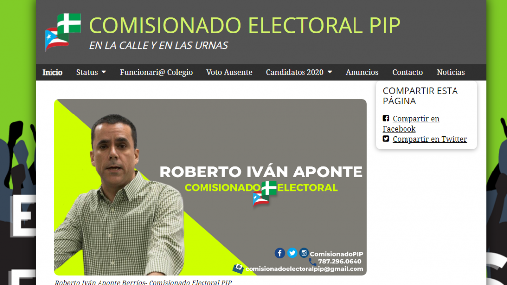  Comisionado electoral del PIP pone a disposici&oacute;n de los electores una p&aacute;gina informativa 