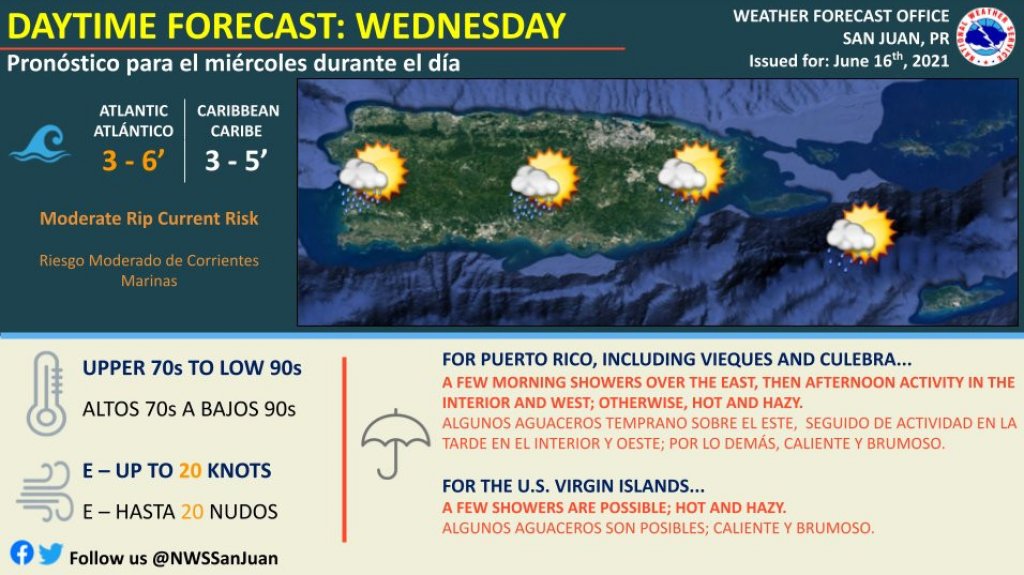  Resumen del estado del tiempo para el miércoles, 16 de junio de 2021 