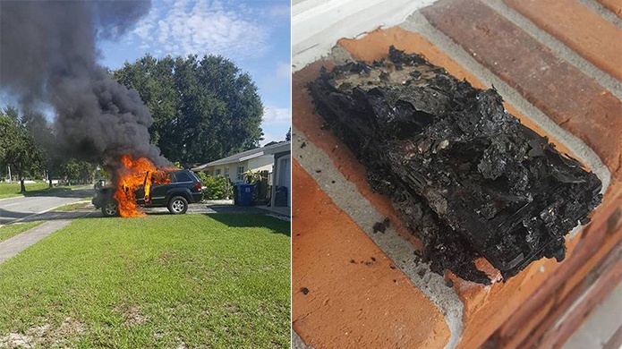 Le explota el Galaxy Note 7 y se le quema la camioneta