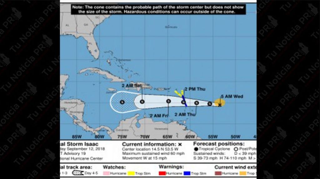 Isaac pierde fuerza y Puerto Rico se aleja m&aacute;s del cono de incertidumbre 