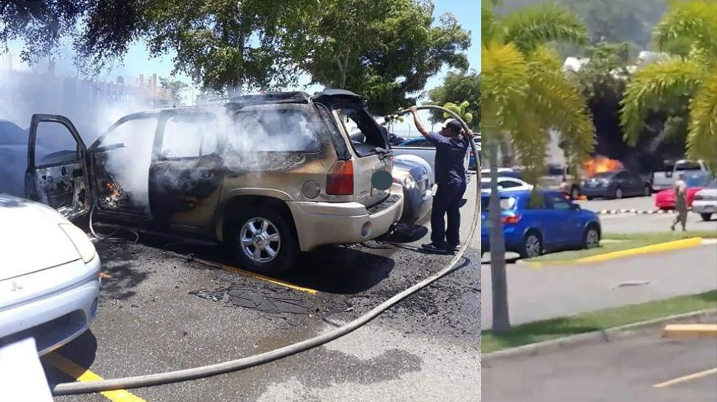  Video: Se incendia un auto en centro comercial de Aguadilla 
