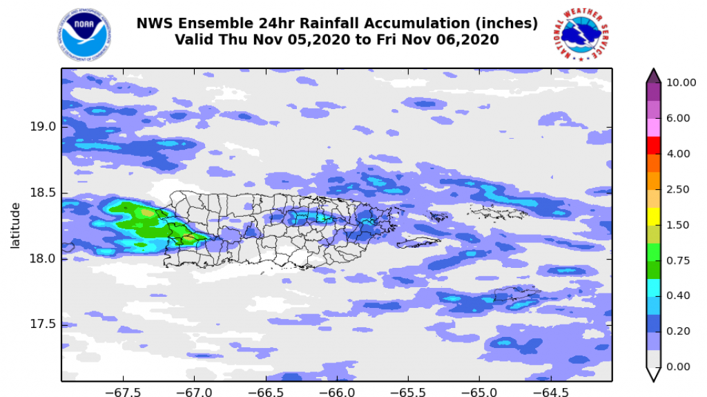  Aguaceros dispersos esta tarde hacia el oeste de la Isla 