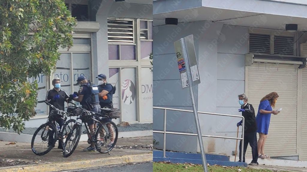  Polic&iacute;as estatales ven a un ciudadano sin mascarilla, le regalaron una y guantes 