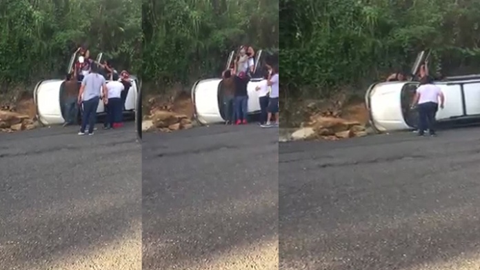 Video: Ciudadanos rescatan anciana que volcÃ³ su vehÃ­culo en Comerio 