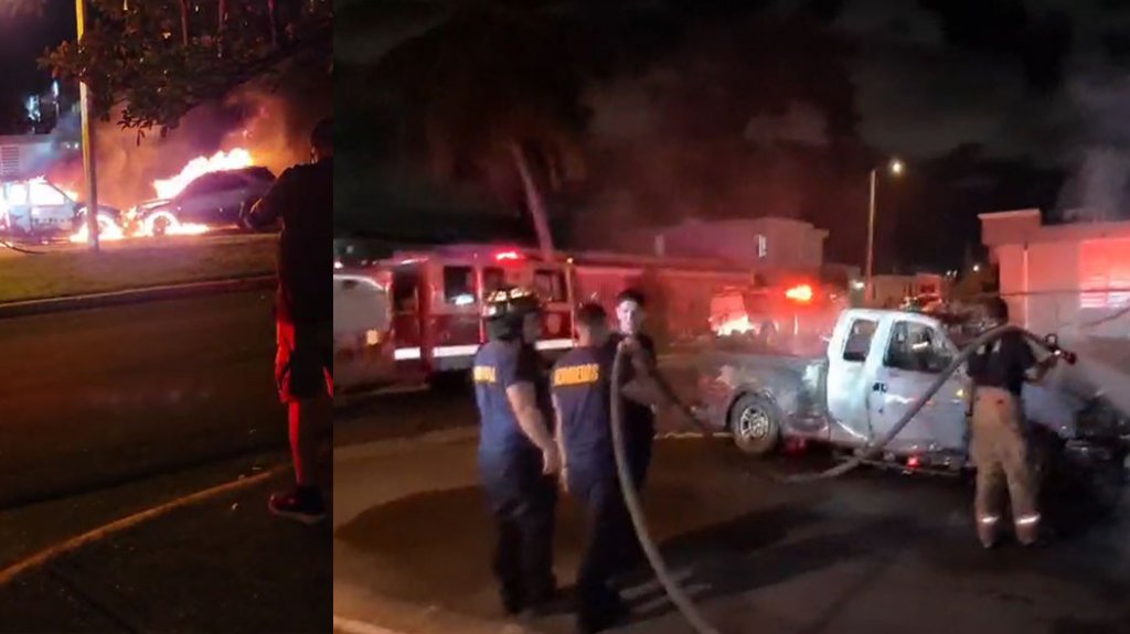  Video: Se incendian dos autos al chocar de frente en Levittown 