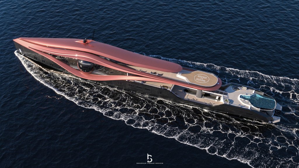  Fotos: Presentan Zion, un concepto de yate de superlujo de 110 metros de eslora con un ojo de cristal gigante 