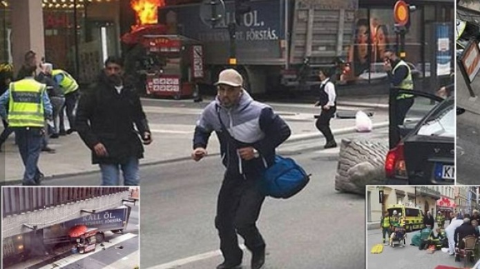 Primeras imÃ¡genes del atentado en Suecia: Un camiÃ³n embiste a una multitud