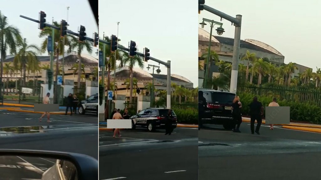  Video: Municipales de San Juan arrestan a hombre que caminaba sin ropa por la Roosevelt 