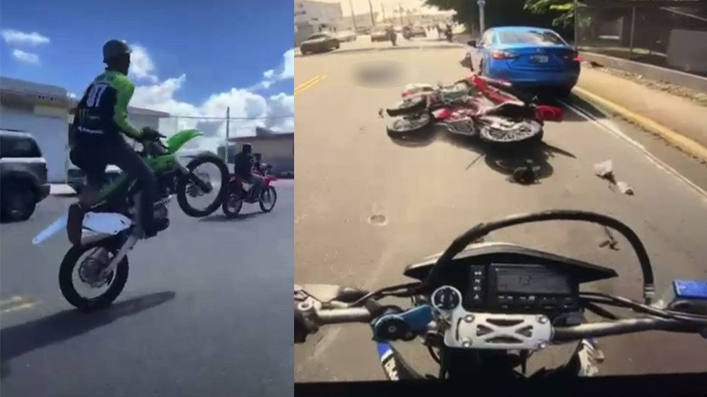  Video: Andaban “Wheleando” motora y un carro le metió de frente 