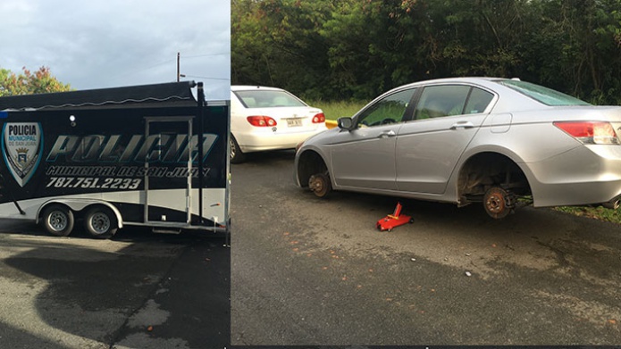 Le roban las 4 gomas a vehÃ­culo estacionado al lado de cuartel rodante de la policÃ­a en San Juan 