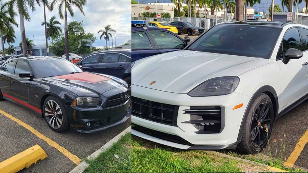  El Dodge Charger vs la Porsche Cayene, cuadrando en Mayagüez, perdieron los dos les confiscaron los carros 