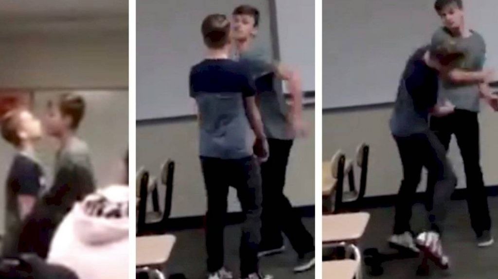  Viral video de Joven gay que le da un buen &ldquo;Bofet&oacute;n a otro que le hacia bullying 