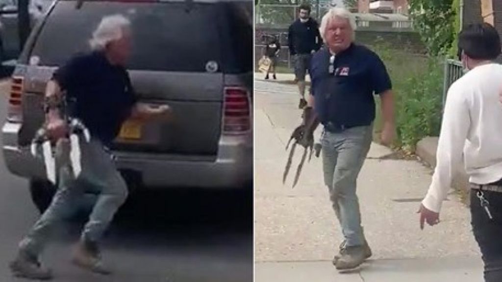  Video: Hombre ataca con un arma de varios cuchillos a manifestantes en Nueva York 