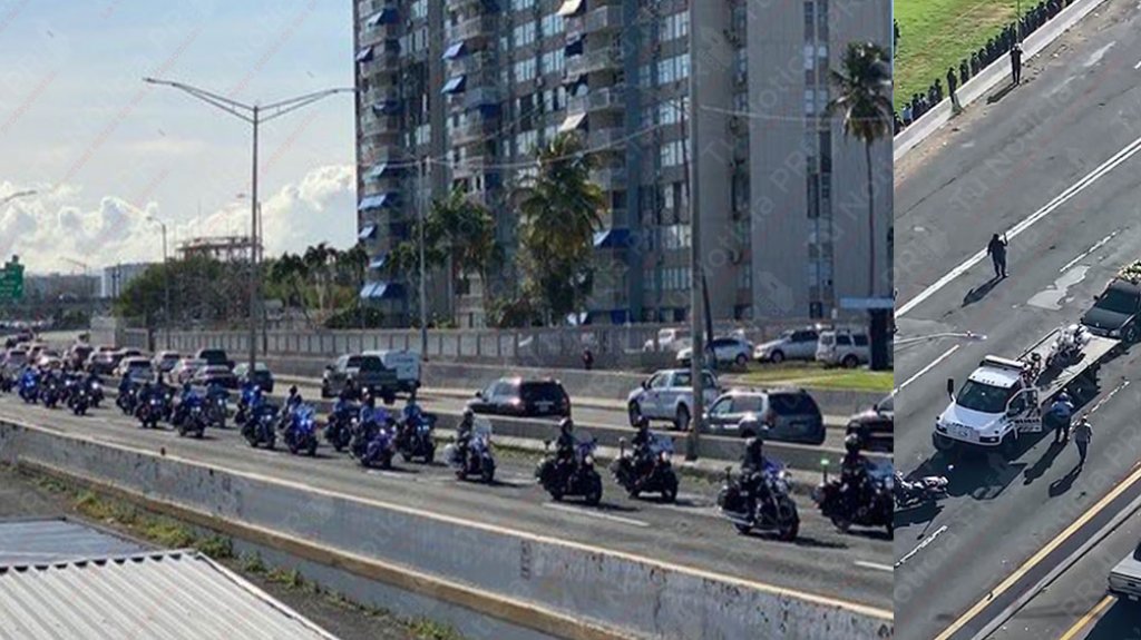  Video Polic&iacute;as detienen escolta f&uacute;nebre en la Baldorioty en el lugar donde perdieron la vida los agentes municipales 