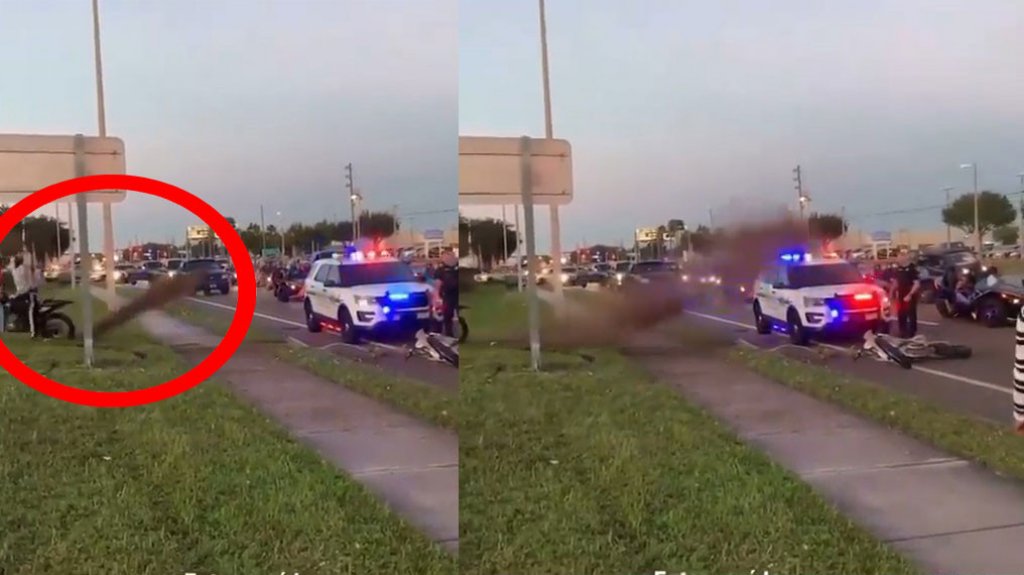  Otro video muestra como Boricuas en Florida la emprendieron contra un polic&iacute;a durante una corrida de motoras 