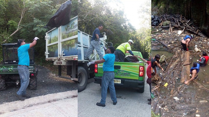 "Tarde pero seguro" Municipio de Vega Baja, recoge basura en rio "Charco Azul" 

