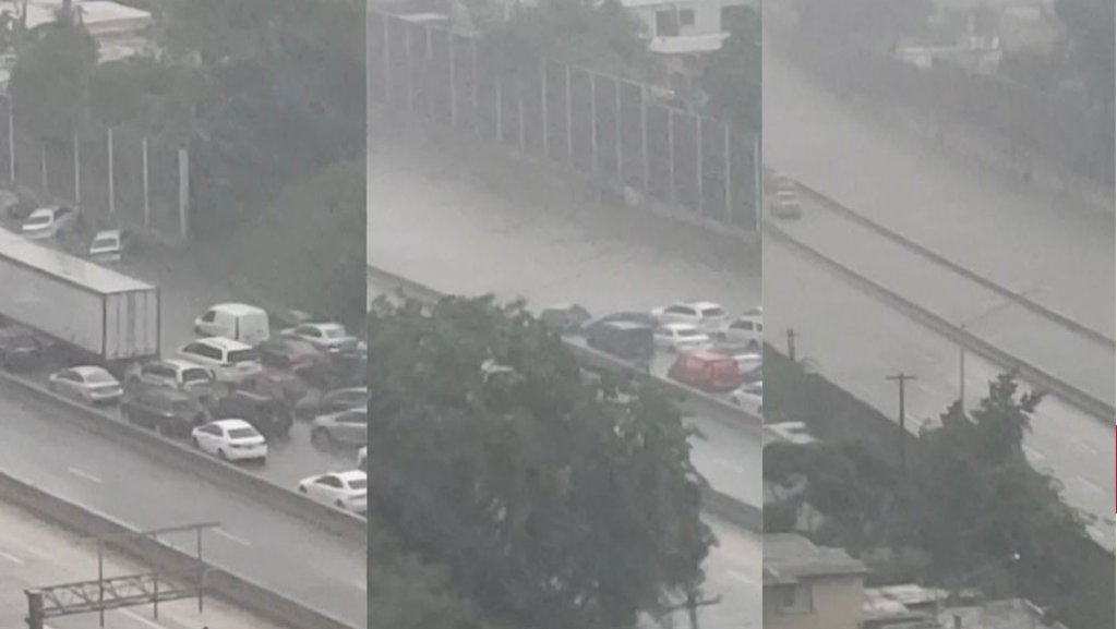  Video: Cerrado y con carros bajo agua el expreso Las Américas por fuertes lluvias 