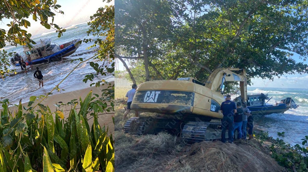  Video: As&iacute; sacaron la lancha de la polic&iacute;a que quedo encallada en Rinc&oacute;n 