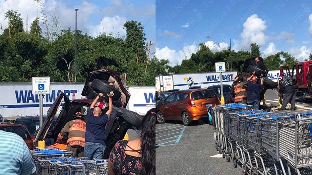  Video: Conductor impacta 5 autos y un peat&oacute;n en estacionamiento de Walmart en Caguas 