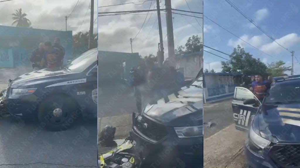  Video: Hu&iacute;a de la polic&iacute;a y su motora termin&oacute; debajo de la patrulla 