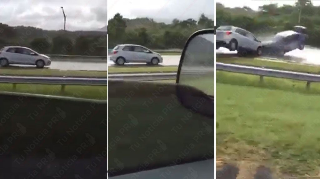  En video momento en que veh&iacute;culo en contra el tr&aacute;nsito en el expreso provoca accidente 