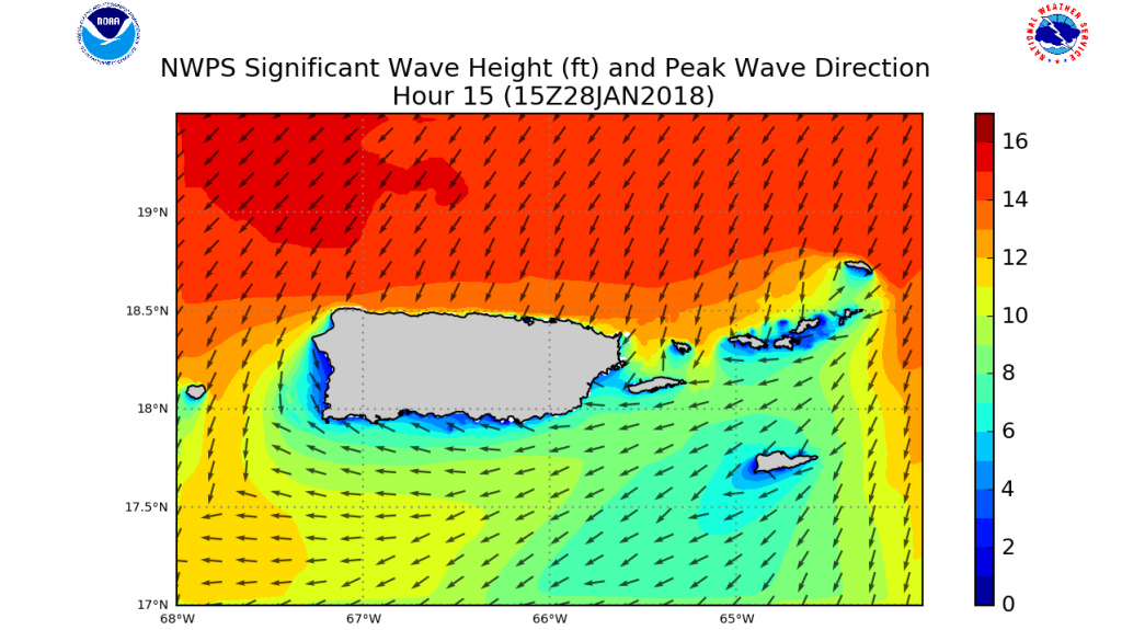  Oleaje sobre 10 pies alrededor de las islas 