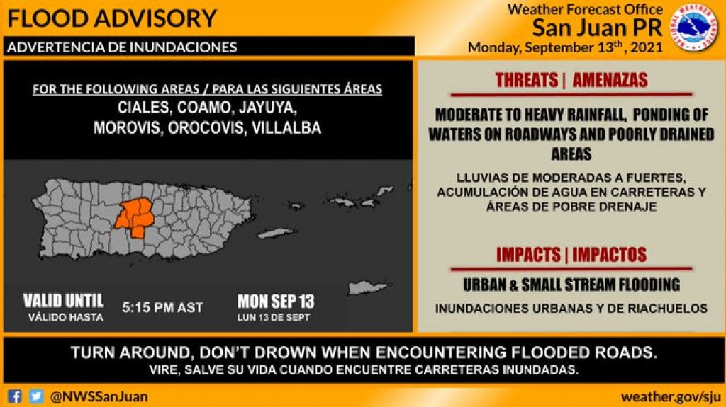  SNM emite advertencia de inundaciones para seis municipios 