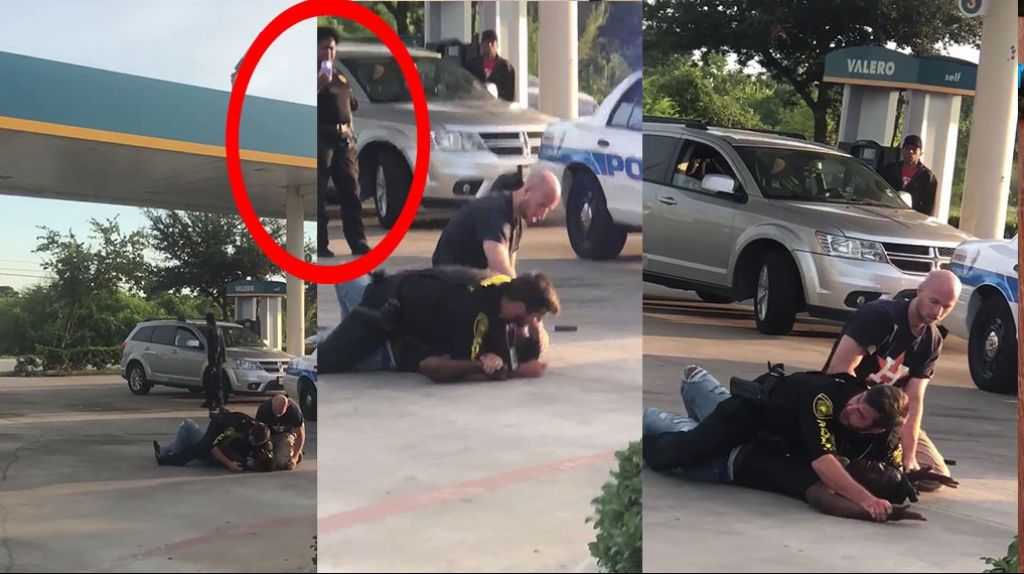  Video: Guardia de seguridad graba un arresto en vez de ayudar a los polic&iacute;as 