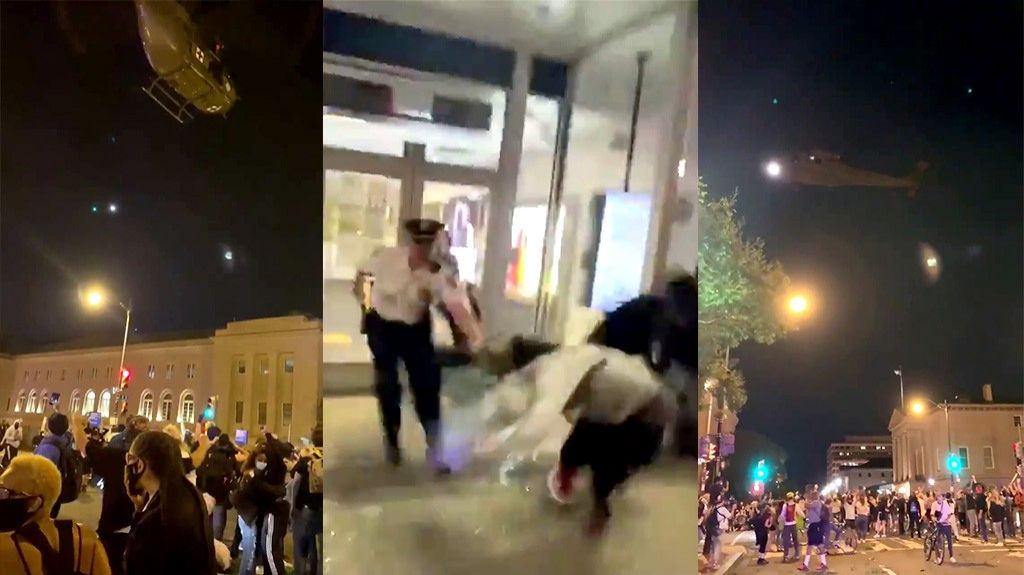  VIDEOS: Fuertes saqueos estallan en Nueva York y en Washington intentan dispersar a los manifestantes con un helic&oacute;ptero 