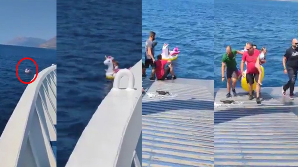  En video momento en que encuentran y rescatan a una ni&ntilde;a en un inflable que se llev&oacute; el mar 