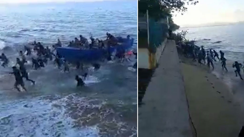  Captan video de otro gran grupo de Dominicanos llegando a PR y Boricuas ayud&aacute;ndolos 