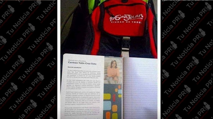  Critican que Yulin regale libretas con su foto a estudiantes de San Juan