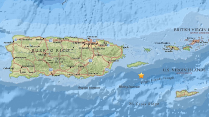 Se registra Temblor en Puerto Rico al sur este de la isla