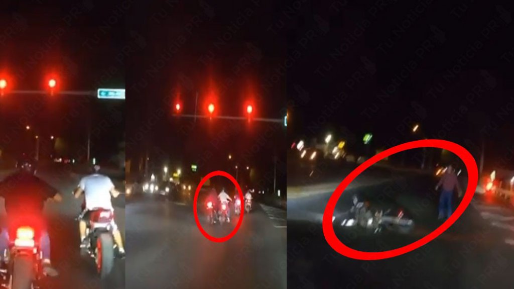  Video: Momento en que conductores de motora se caen durante corrida de anoche 