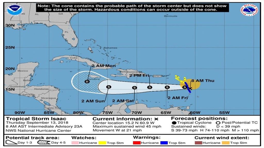 La tormenta tropical Isaac avanza por el este del Caribe 