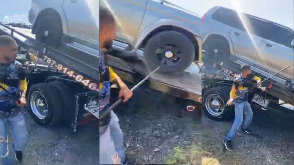  Video: Gruero Boricua le rompe las gomas al carro de su esposa por que “Se las pegó” 