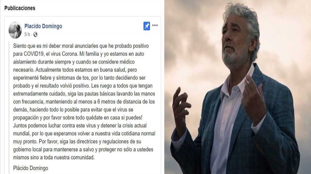  Pl&aacute;cido Domingo da positivo por coronavirus 