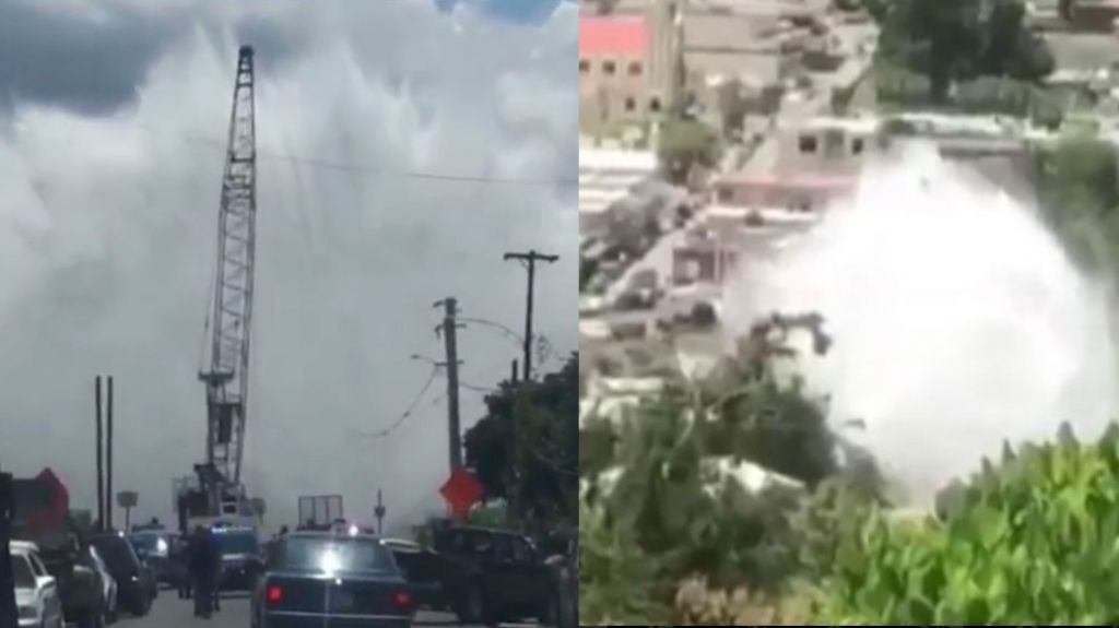  VIDEO: Impresionante explosi&oacute;n de un tubo de acueductos en Villalba 